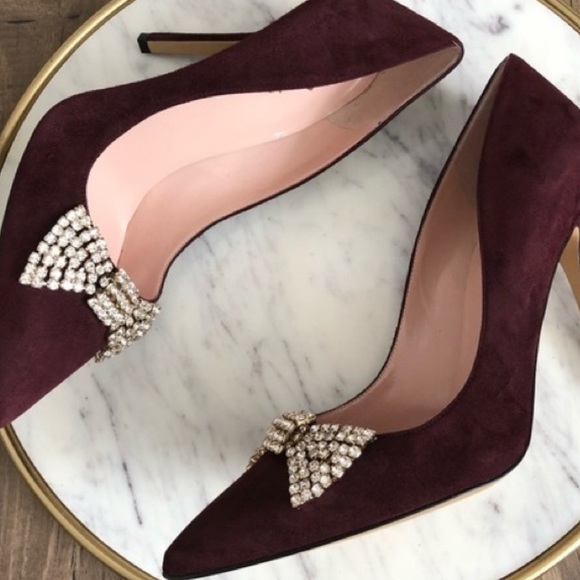 SOLD❗️Kate Spade suede Burgundy Pumps Heels 8.5 - Picture 6 of 9